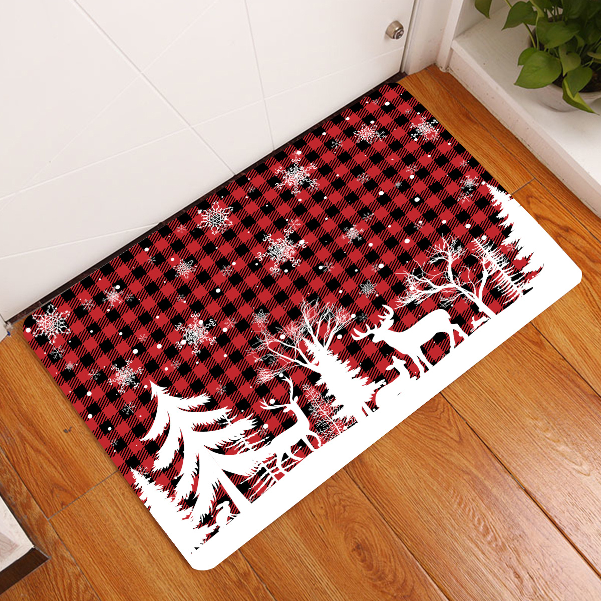 Black Snowflake Indoor Doormat Floormat Non Slip Door Rug Washable Floor  Mats for Christmas Winter Home Kitchen Bedroom Decor