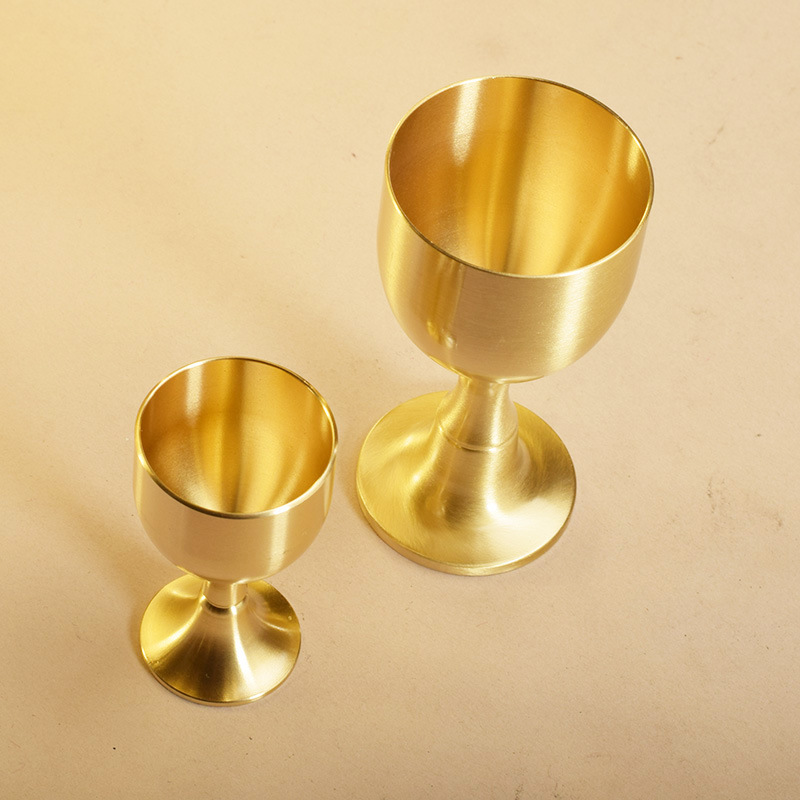 TWO Brass Goblets, Bronze Chalices, Metal Wine Cups, Tinned Copper Alloy,  Honeymoon Anniversary Toasting, Home Barware, Communion Cups 