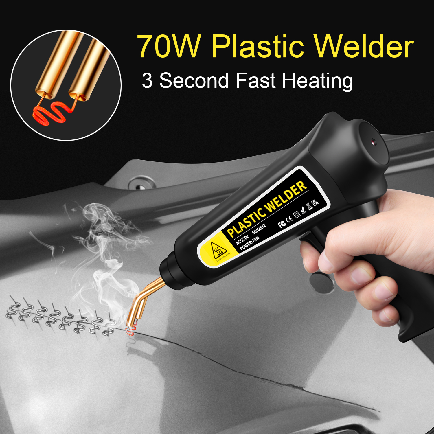 New Plastic Welder 50W Repair Welding Gun Fast Heating Plastic Welder Kit  Bumper Plastic Repair Portable Hot Staple
