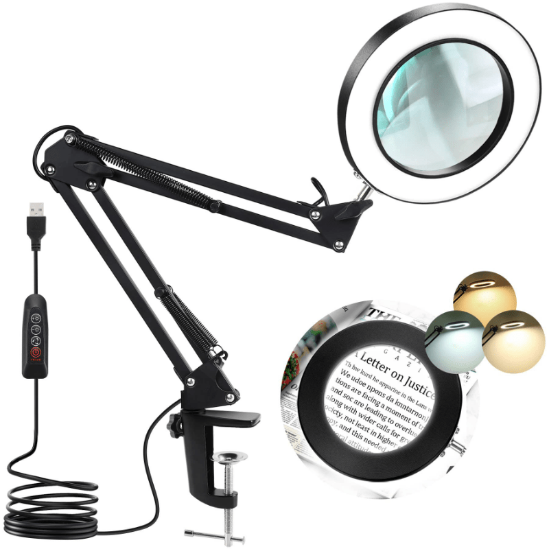 Magnetic Flexible Arm Illuminated Magnifier USB 3X LED Magnifying Glass  Desk Lamp for Soldering Iron Repair Reading Workbench - AliExpress