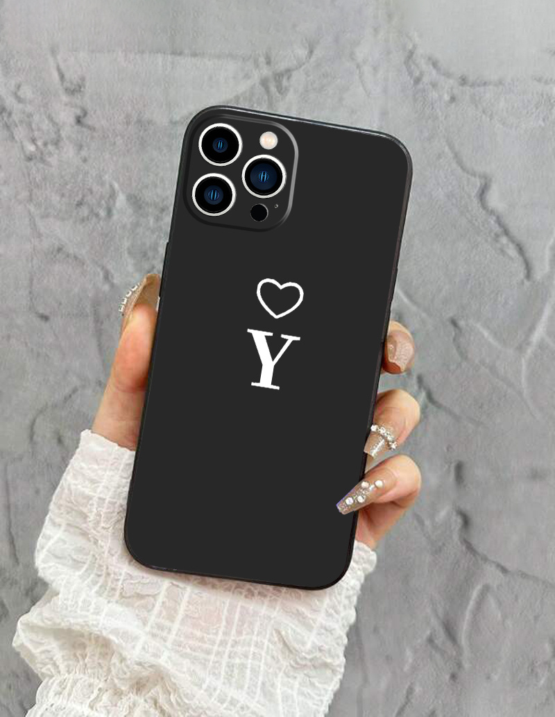 Letter Y & Heart Pattern Phone Case For Iphone 11 12 13 14 Pro Max