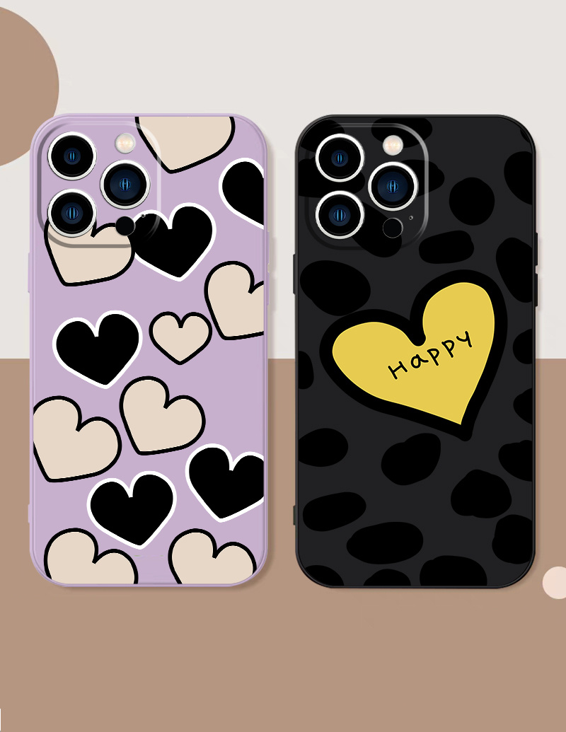 2pcs Funda Teléfono Patrón Corazón Iphone 11 12 13 14 Pro - Temu