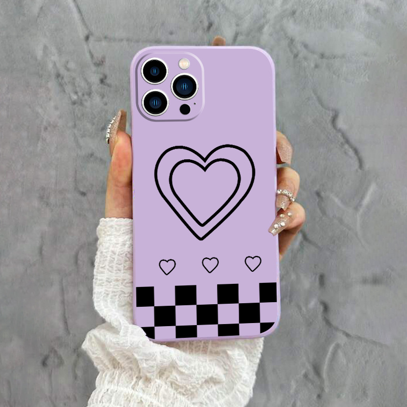 Black Heart Pattern Phone Case Iphone 11 12 13 14 Pro Max Temu