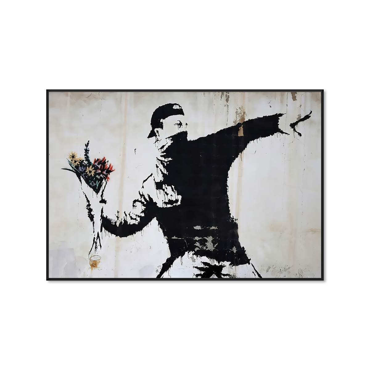 Canvas Print Poster Flower Thrower Banksy Canvas Painting - Temu