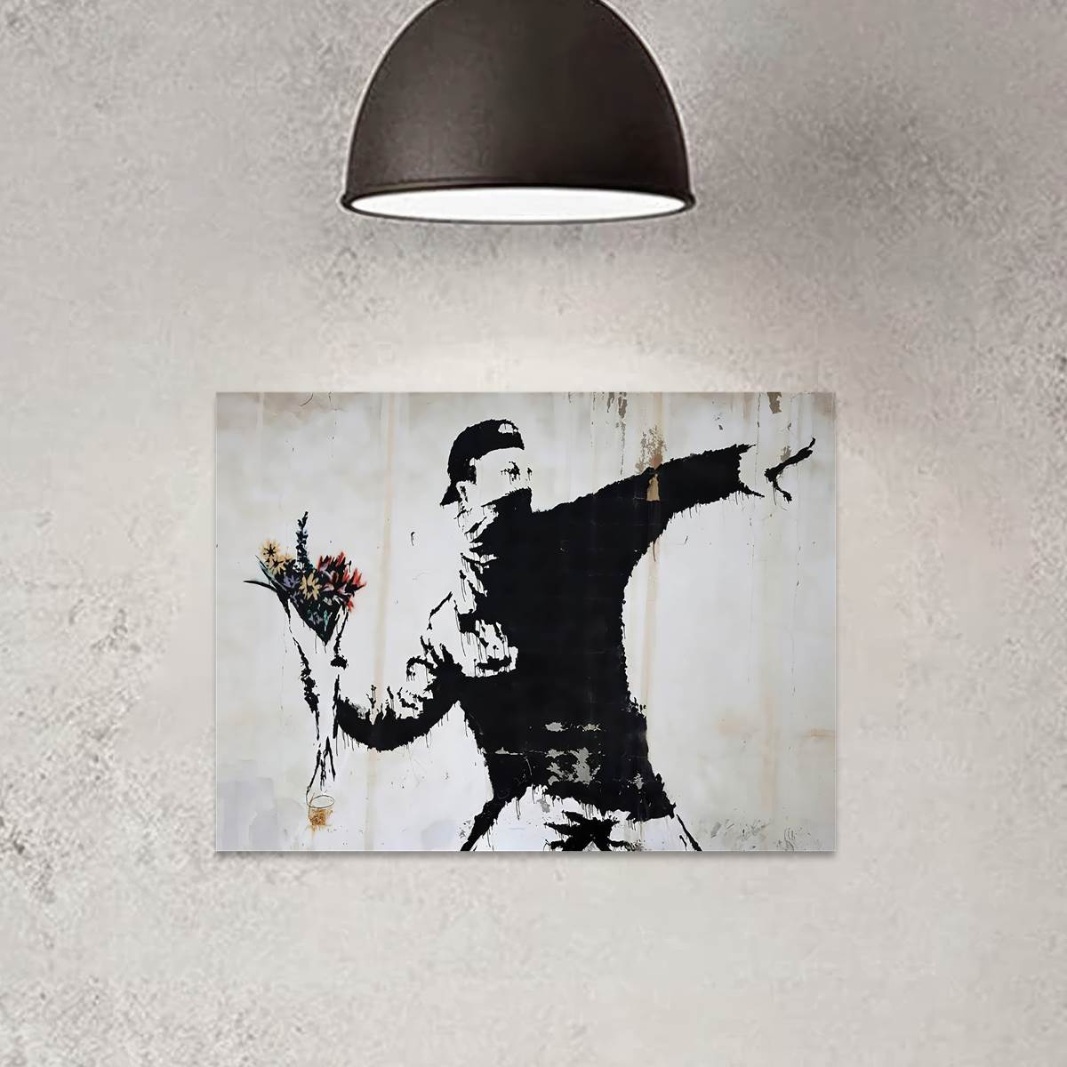 1 Pc Impression Sur Toile Affiche, Lanceur De Fleurs Par Banksy Toile  Peinture, Street Art Toile Décoration Murale, Graffiti Toile Décoration  Murale