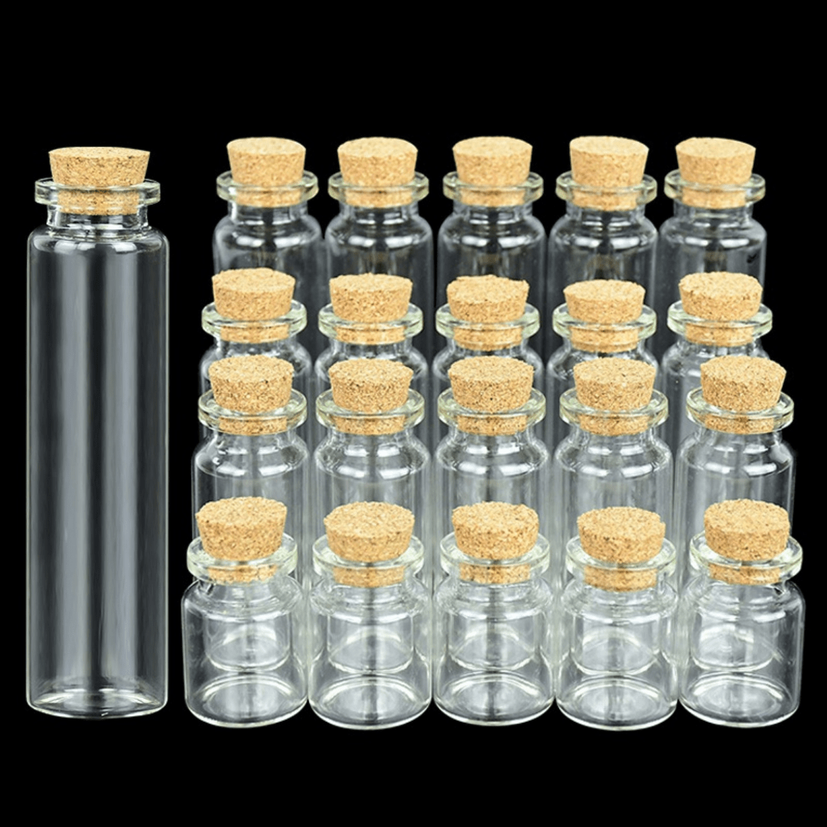 Botellas de deseos de 2,5 ml, 12x40x6MM, pequeñas botellas vacías de corcho  transparente, viales para bodas, vacaciones, decoración, regalos de