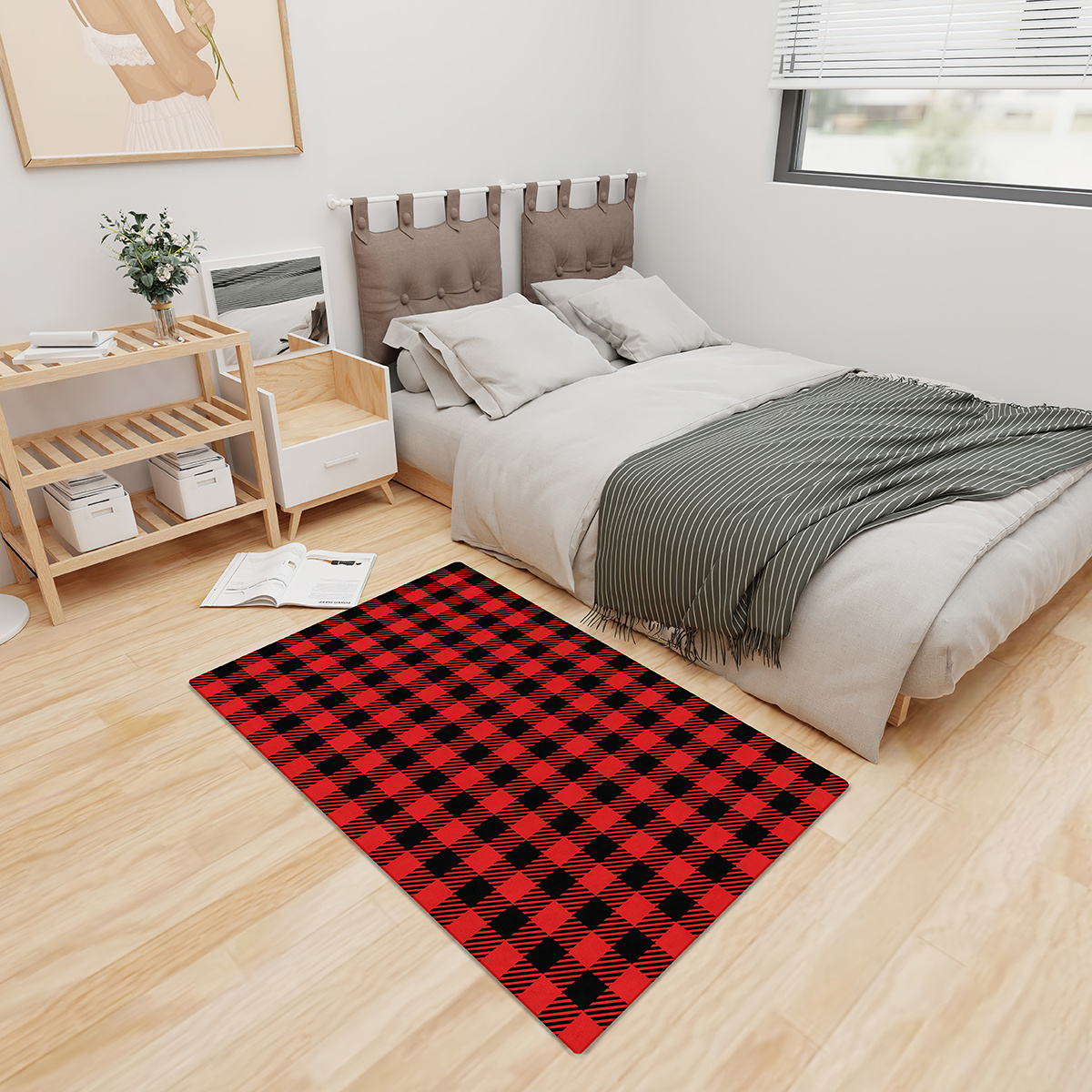 Red Buffalo Plaid Kitchen Mat Non Slip Thick Kitchen Rugs - Temu