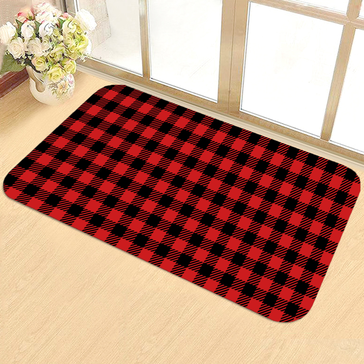 Red Buffalo Plaid Kitchen Mat Non Slip Thick Kitchen Rugs - Temu