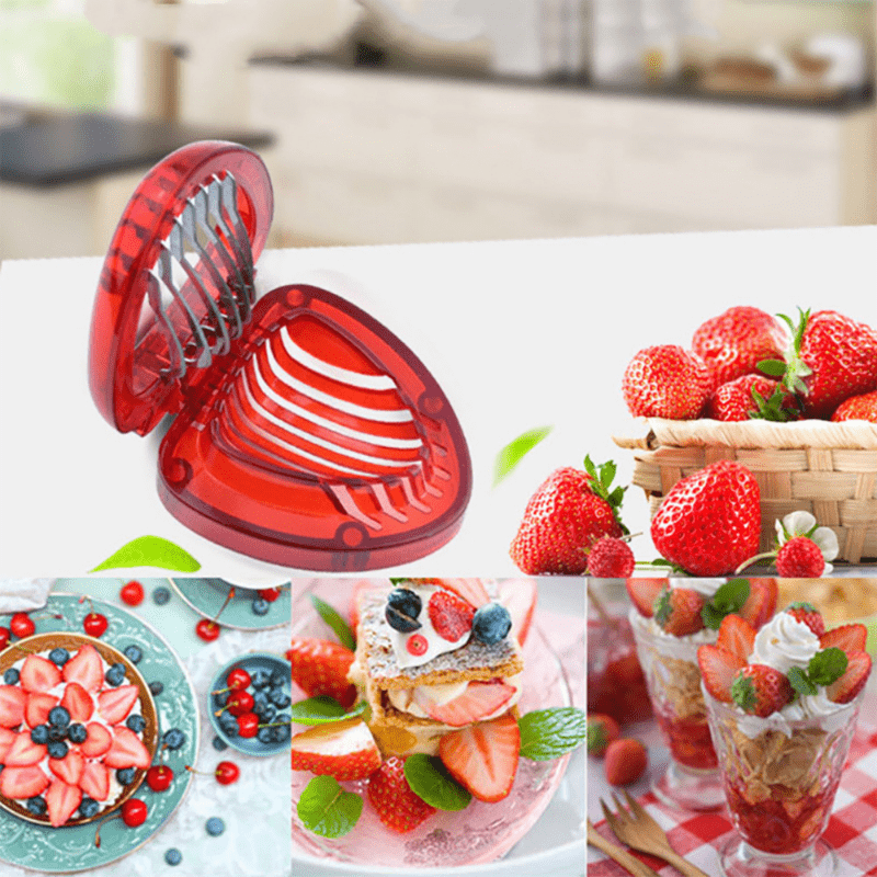 Solid Color Stainless Steel Strawberry Fruit Vegetable Cup Slicer