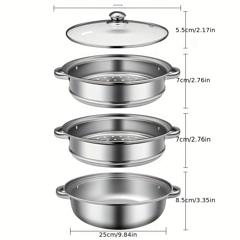 Two-layer Steamer Set, Three-layer Steamer Set, Stainless Steel