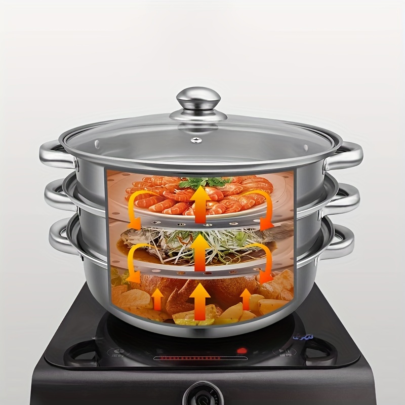 Stainless Steel 2/3 Layers Steamer Set Multifunctional - Temu