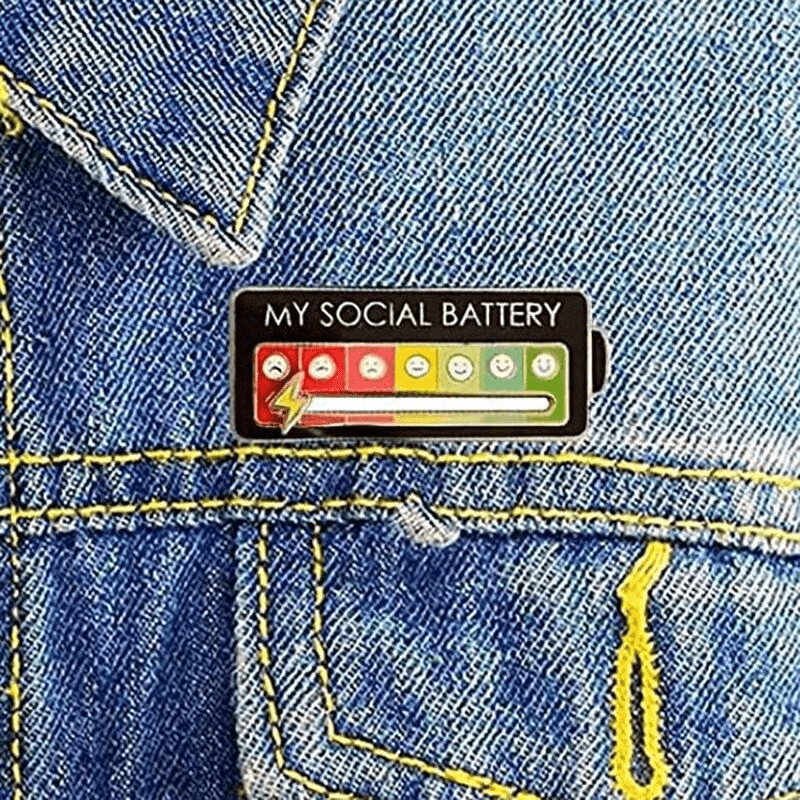 1pc My Social Battery Slideable Mood Conversion Badge For - Temu