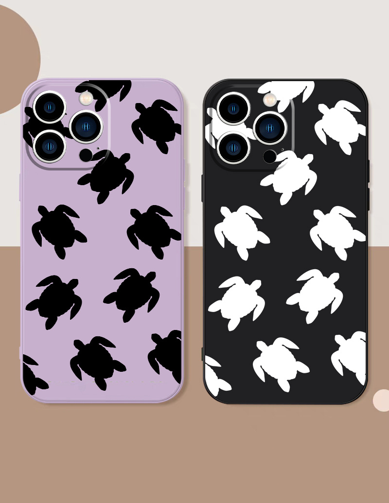 2pcs Funda Teléfono Patrón Tortuga Anime Iphone 11 12 13 14 - Temu