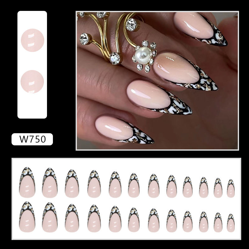 Cheap Leopard Fake Nials Long Almond Nail Tips Manicure Press on
