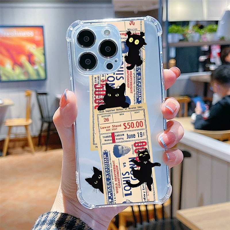 2pcs Black Cat Pattern Phone Case For Iphone 11 12 13 14 Pro Max