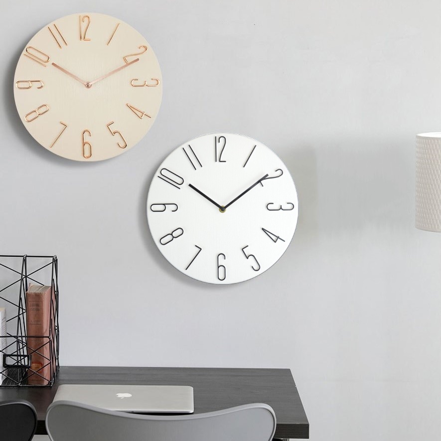 Relojes de pared Silenciosos Movimiento sin tictac Decoración de pared  Hogar/Oficina/Hotel/Bar/Restaurante/Aula Relojes (Plata)