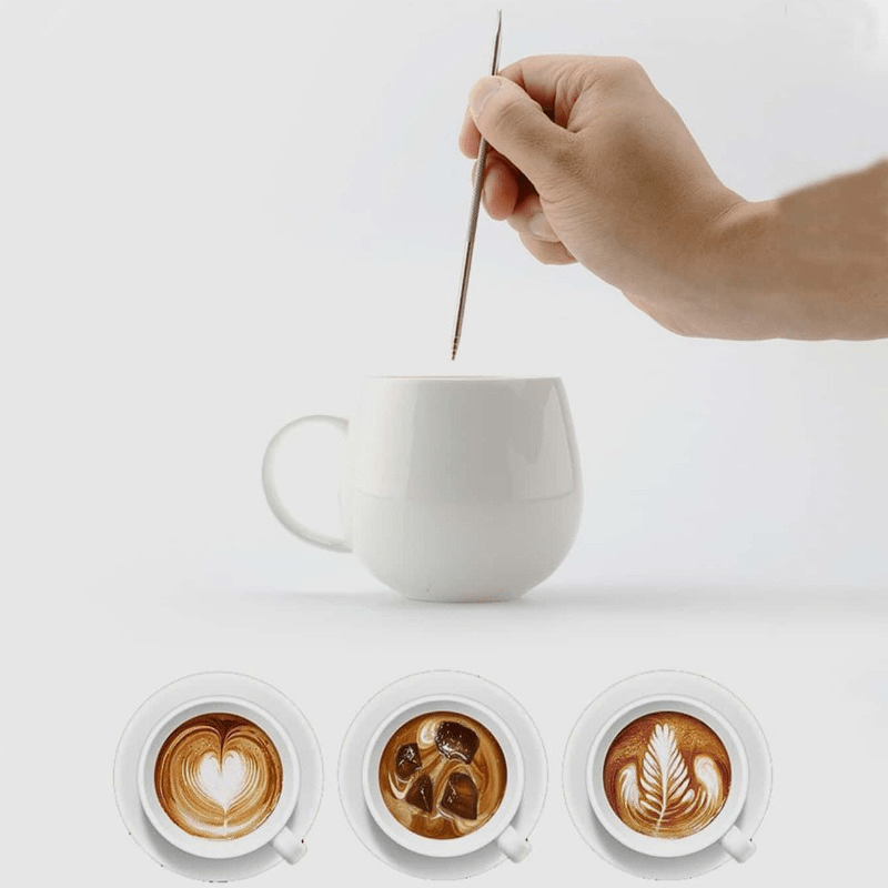 Coffee Latte Art Pen, Cappuccino Latte Coffee Decorative Art Pen, Coffee  Art Needle Wood Handle Stainless Steel Latte Carving Pen Coffee Maker  Accessories Coffee Bar Accessories - Temu