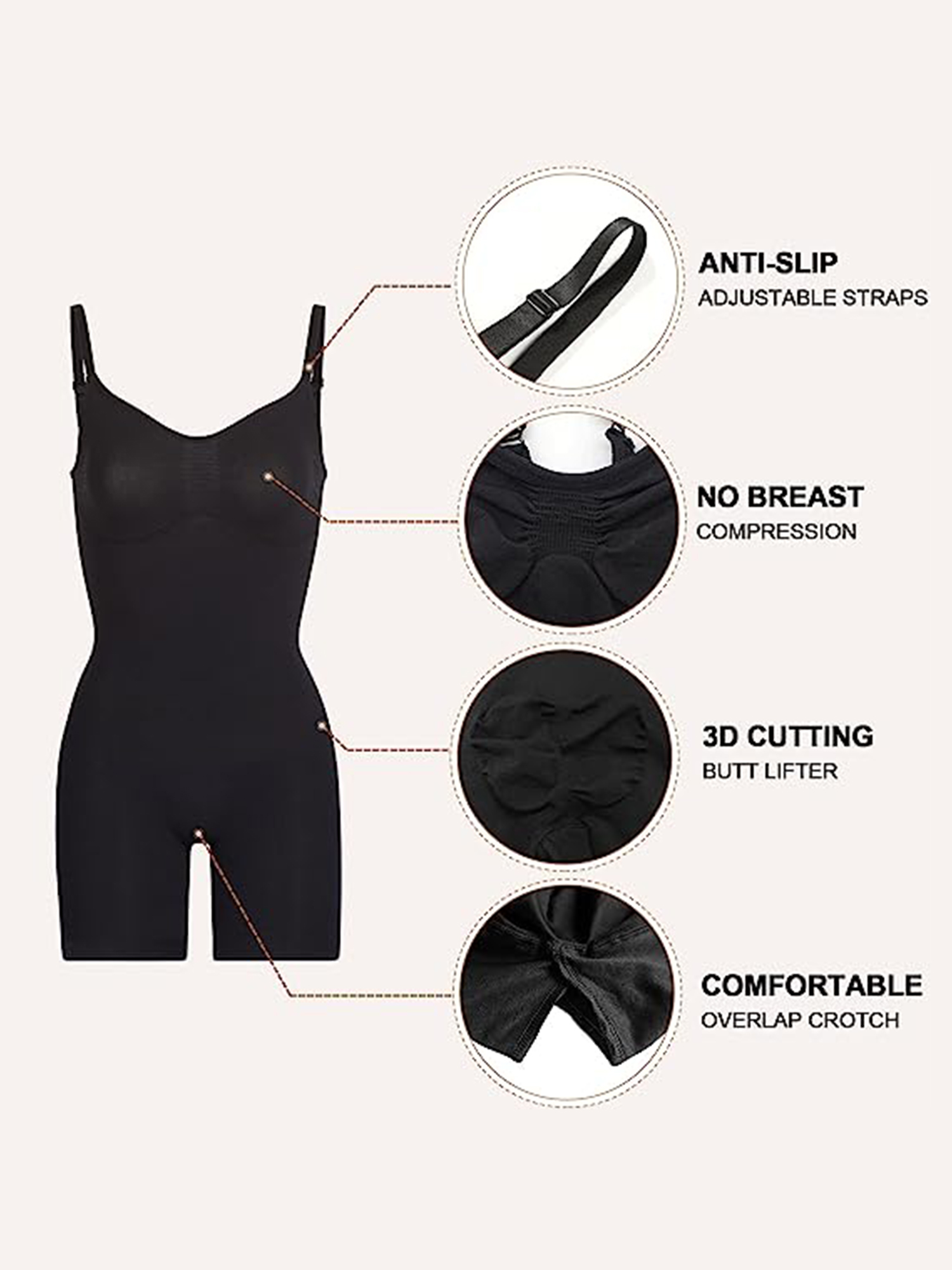 Seamless Solid Shaping Romper, Tummy Control Butt Lifting Slimming