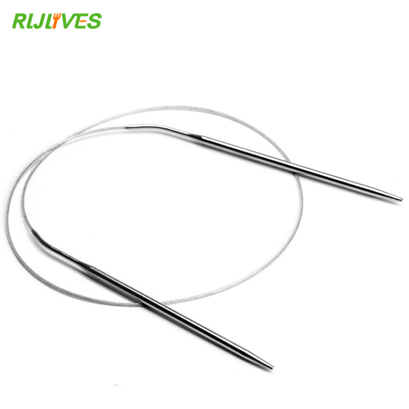 11pcs 80cm Metal Knitting Needles Set Steel Circular Pins Sweater Weaving E