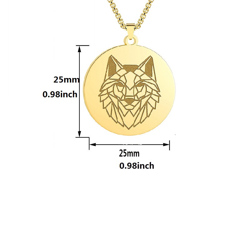 Stainless Steel Wolf Pattern Pendant Necklace Hip Hop Men's Jewelry