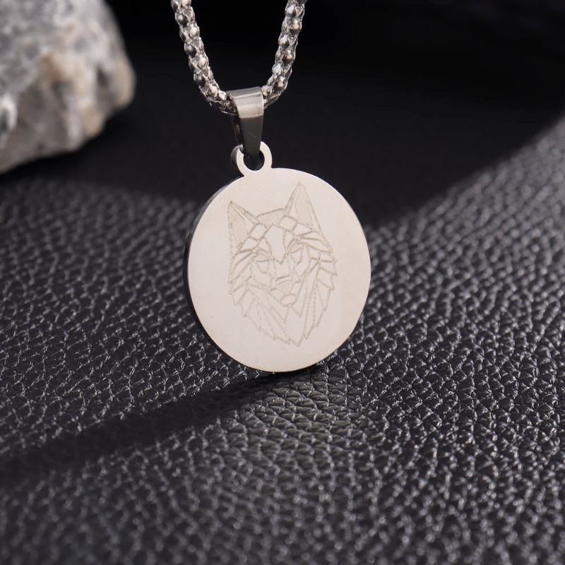 Stainless Steel Wolf Pattern Pendant Necklace Hip Hop Men's Jewelry