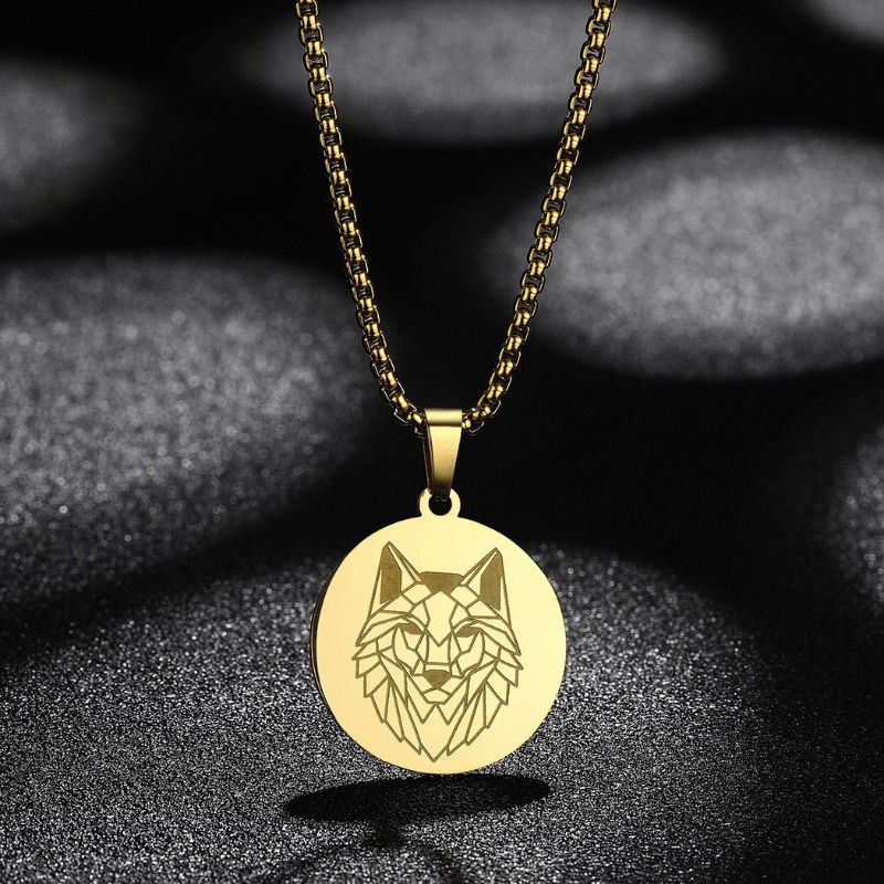 Stainless Steel Wolf Pattern Pendant Necklace Hip Hop Men's Jewelry