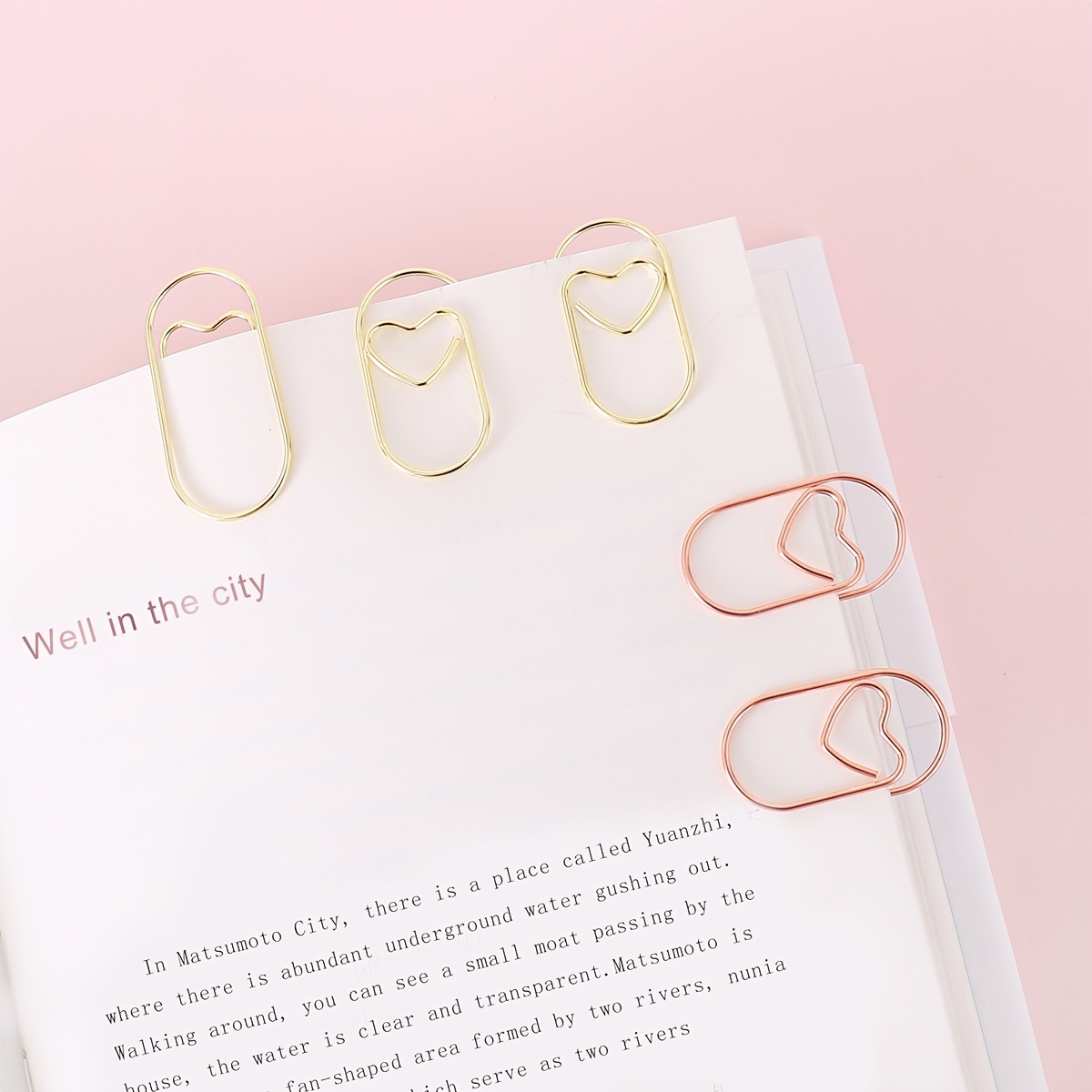 50pcs Heart Paper Clips Small Mini Paperclips Tiny Clips