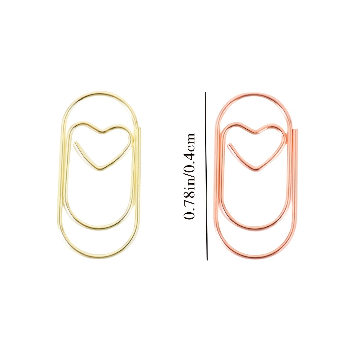 50pcs Heart Paper Clips Small Mini Paperclips Tiny Clips