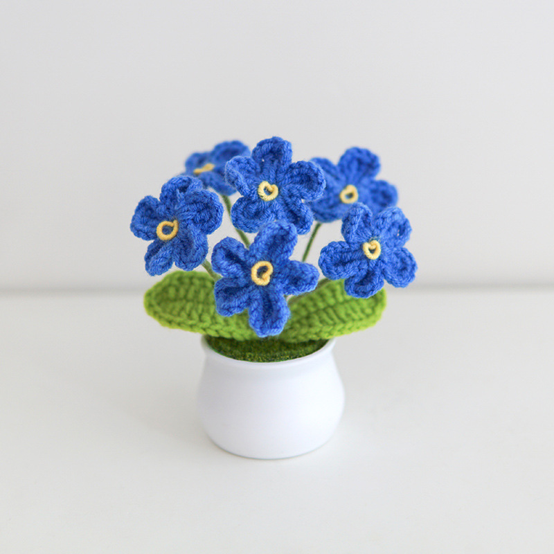  Handmade Forget Me Not Flowers, Crochet Forget-me-not  Artificial Flower, Crochet Plants for Home Office Desk Bedroom Decoration  (Blue, 6pcs) : Home & Kitchen