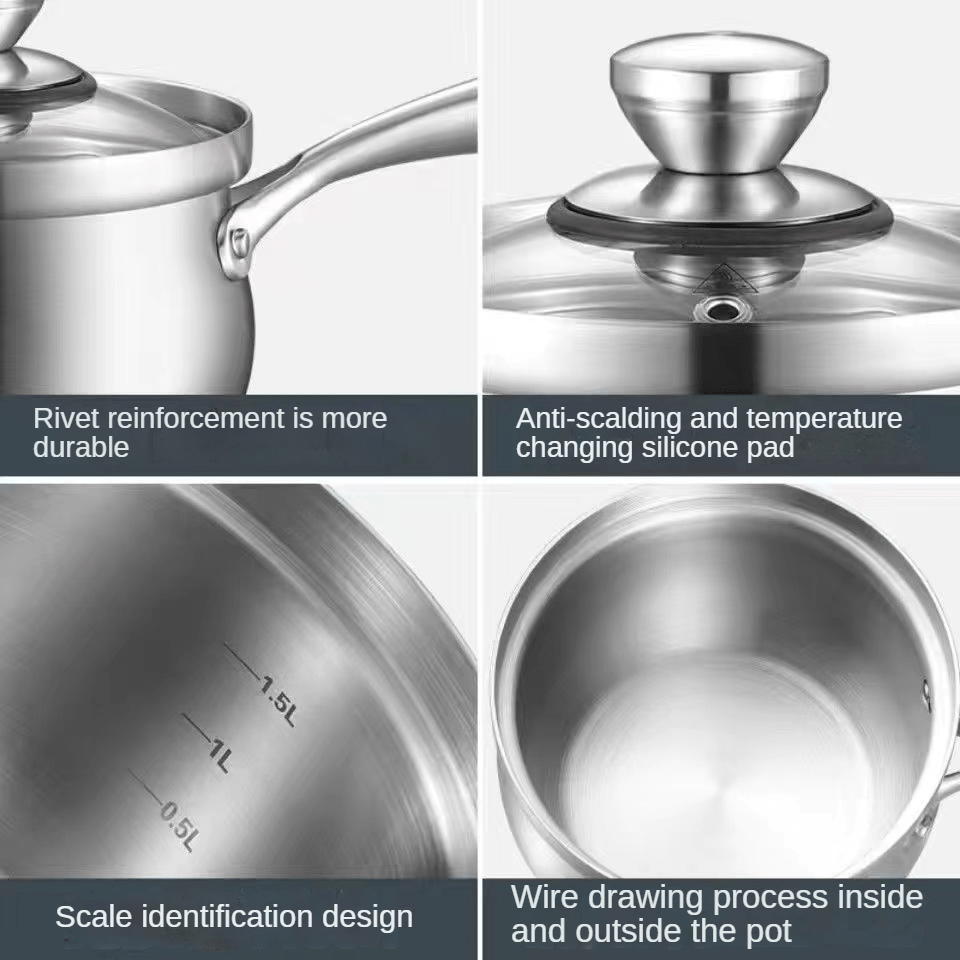 1pc Saucepan 18cm 7 Stainless Steel Sauce Pot With Clear Glass Cover  Ergonomic Handle Braisers Multipurpose Cooking Pot With Lid Pfoa Free  Cookware Kitchenware Kitchen Supplies Home Kitchen Items, 24/7 Customer  Service