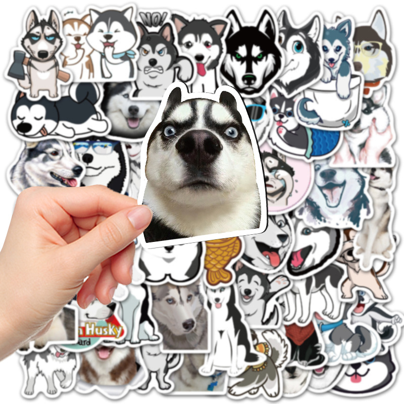 50pcs Stupid And Cute Siberian Husky Stickers Cool Room DIY Waterproof  Decoration For Phone Computer Case Wall Skateboard Windows For Adults  Durable S