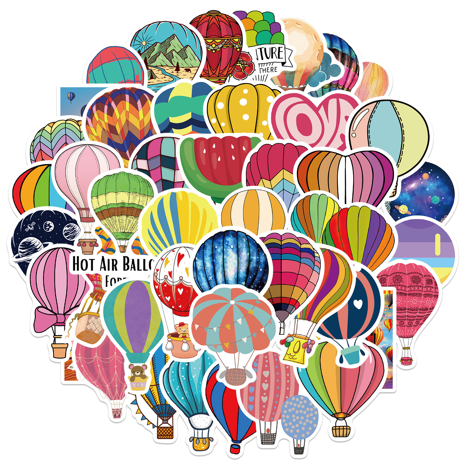 Colorful Hot Air Balloon Stickers Perfect For Water Bottles - Temu