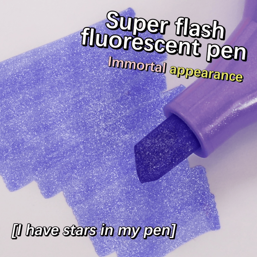 4pcs/set Glitter & Fluorescent Purple Highlighter Pen