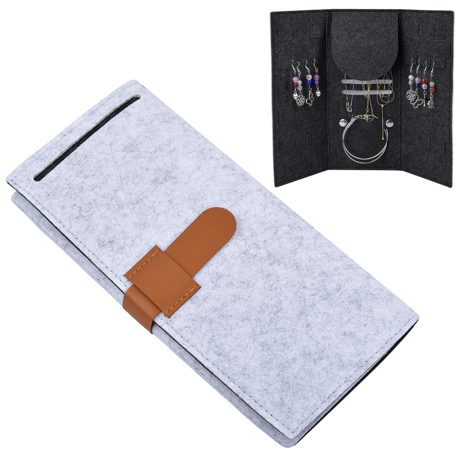 Travel Foldable Jewelry Organizer Case for Rings, Necklaces, Bracelets,  Earrings