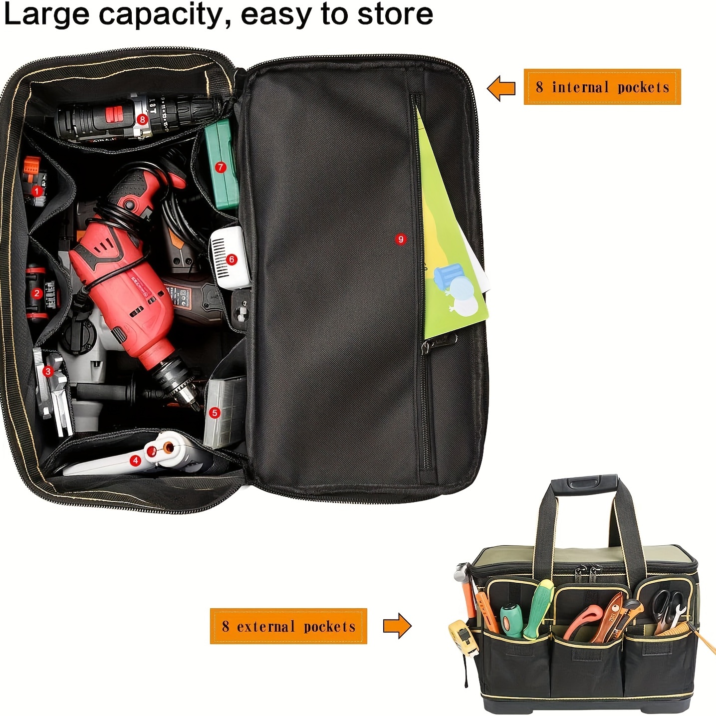 Rigid Tool Bag, Multifunctional Tool Storage Handbag, Free