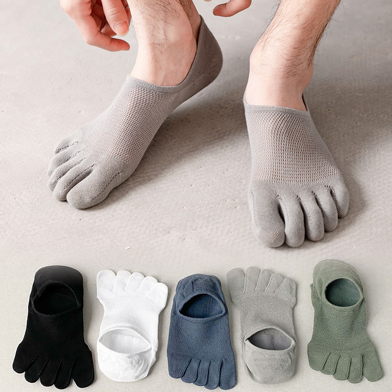 4 pares mujeres cinco dedos calcetines algodón dibujos animados invisible  hermoso barco calcetines dedo partido