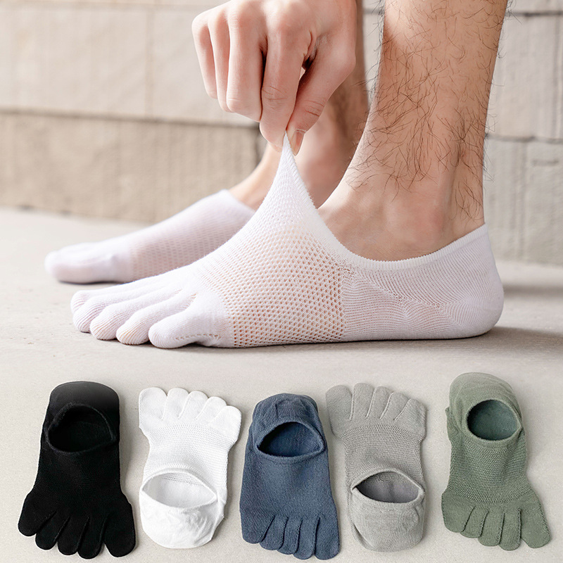 No Show Toe Socks for Mens Sports Running Cotton Five Finger Invisble Socks  Non Slip Boat Liners : : Clothing, Shoes & Accessories