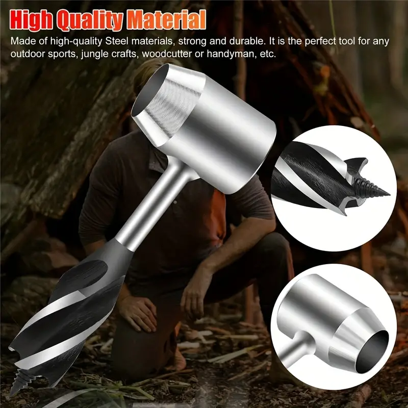 Manual Hand Auger Wrench Outdoor Survival Gear Wood Drill Kit for Bushcraft  Tool
