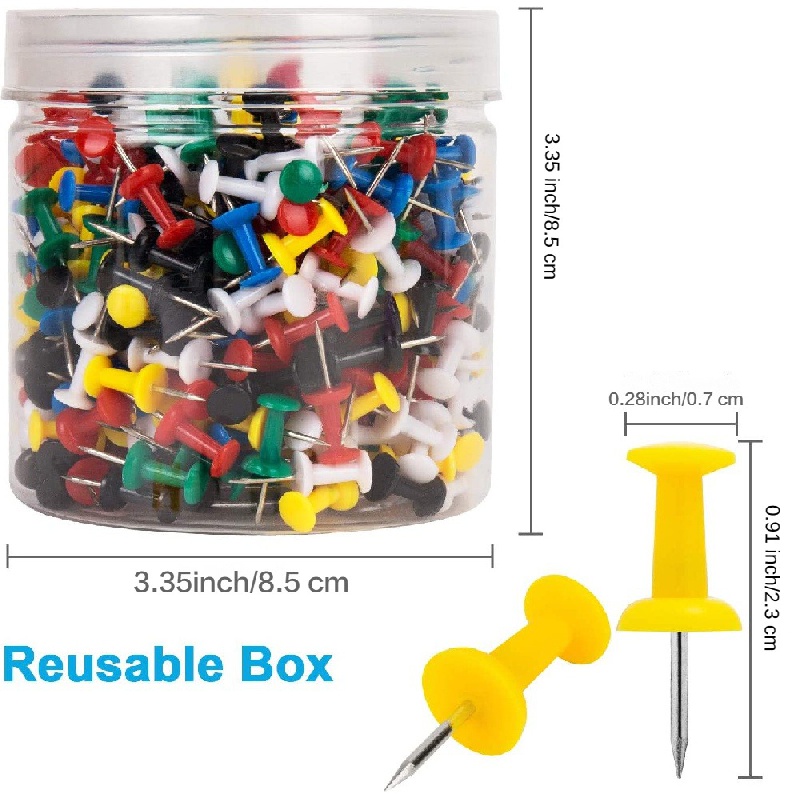 500PCS Multi-Color Map Push Pins Plastic Head Tacks with Steel Point  Thumbtack