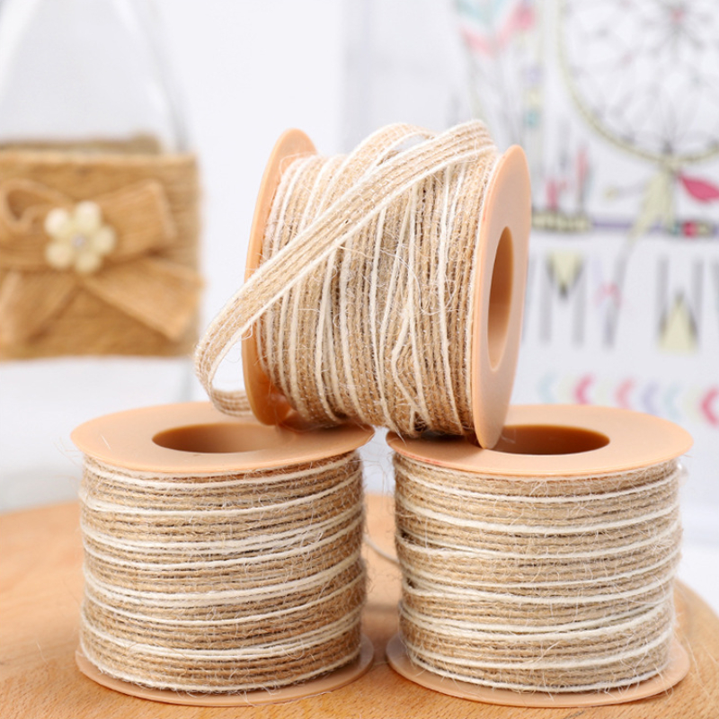 5M Natural Vintage Jute Cord String Gift Wrapping Ribbon Bows Crafts Jute  Twine Rope Burlap Party Wedding Decoration Supplies - AliExpress