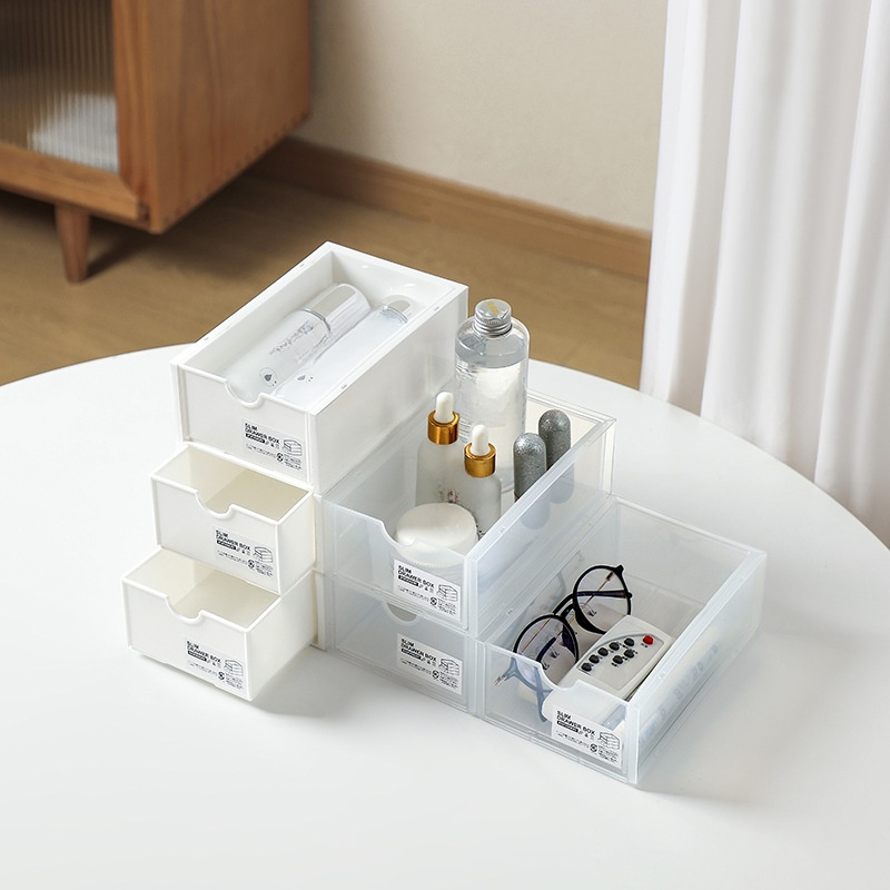 1pc Clear Drawer Type Cosmetic Storage Box, Multi-layer Makeup Organizer,  Household Dust-proof Storage Case, Desktop Storage & Organization