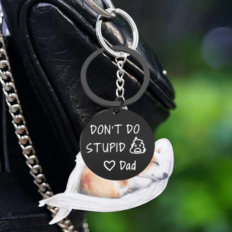 Don't Do Stupid Sh*t Love Mom/dad Keychain Stainless Steel Key Chain Ring  Gift For Son Daughter Teen Boys Girls New Drivers - Temu Germany