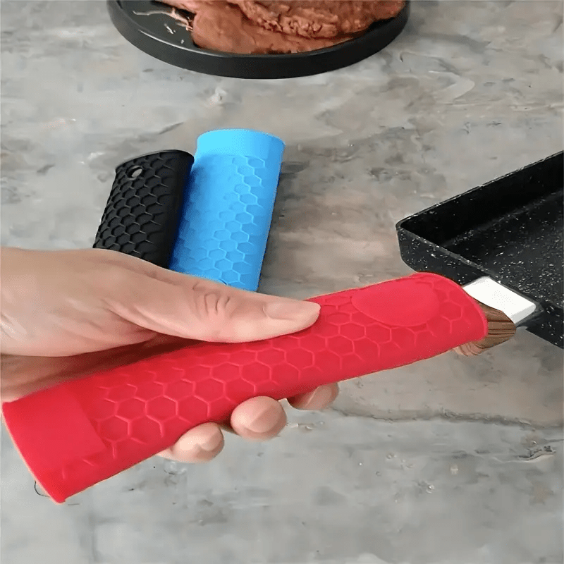 2 Pcs Non-Slip Pot Holder Sleeve Heat Resistant Insulated Grip Silicone  Assist Hot Pan Handle