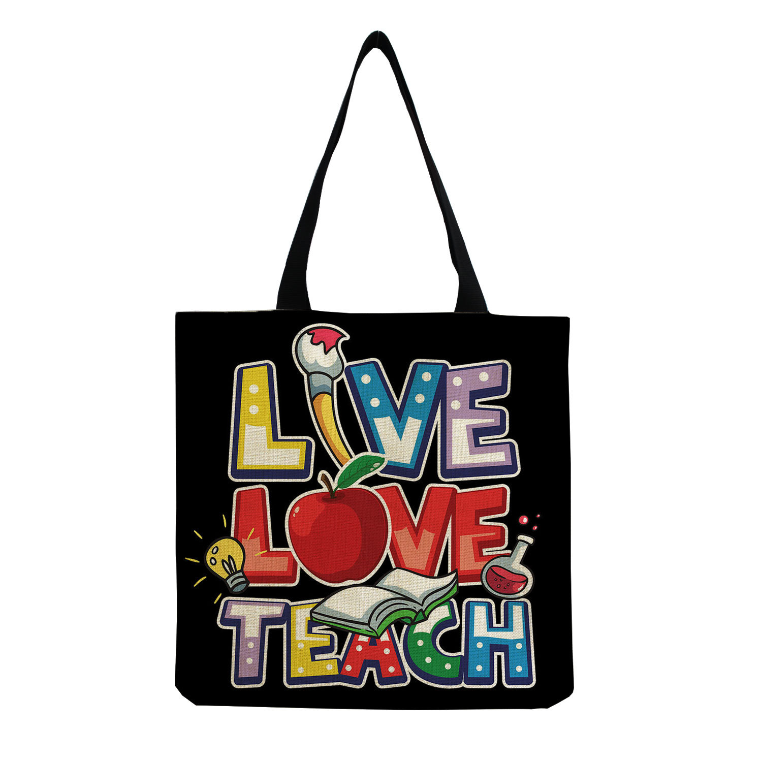 1pc Teacher Appreciation Gift Women Canvas Tote Bag Graduation Gifts Letter  Print Fashionable Tote Bag School Gift