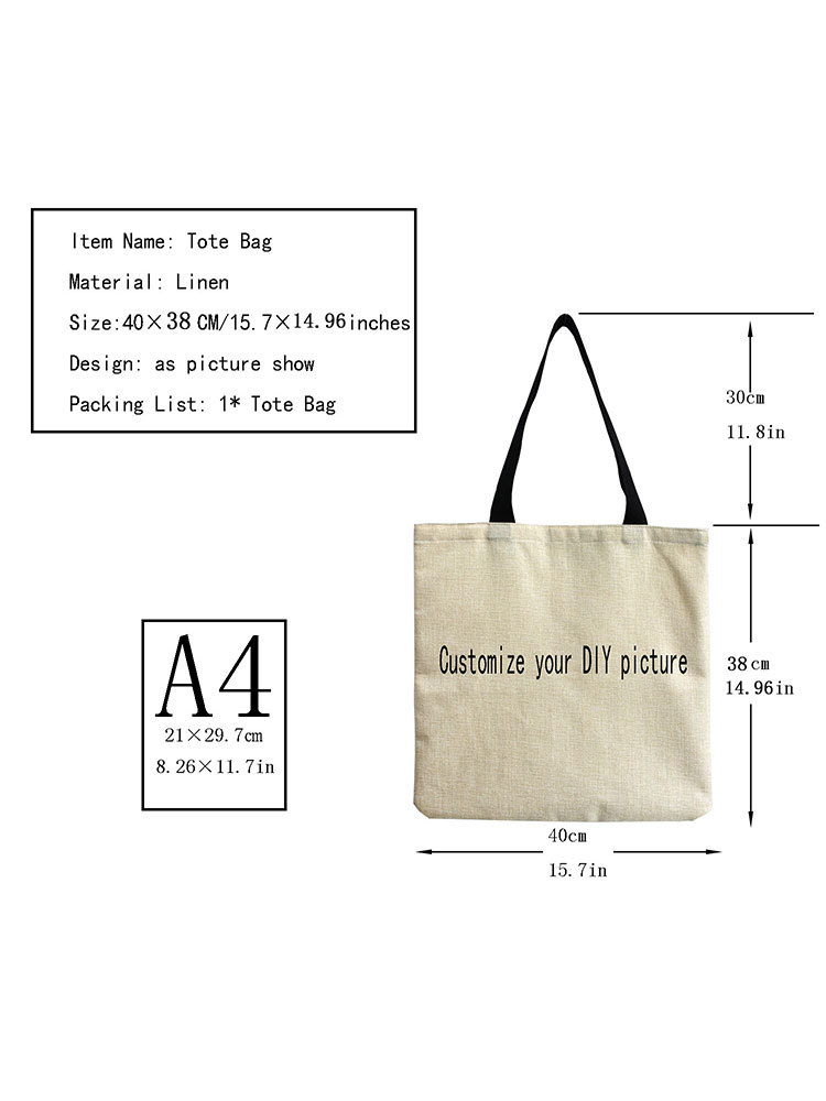 Personalized Herringbone Cotton Canvas Grocery Tote Bags