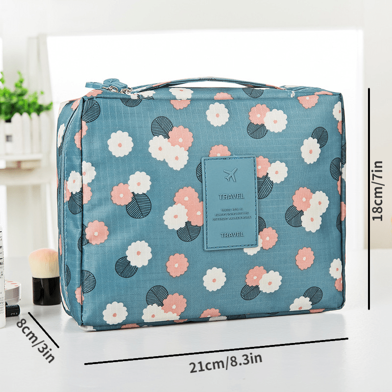 Makeup Bag, Travel Portable Cosmetic Bag with Handle, Wrinkled Flower Style  Toiletry Bag Cosmetic Organizer Case Foldable Large Makeup Pouch Storage