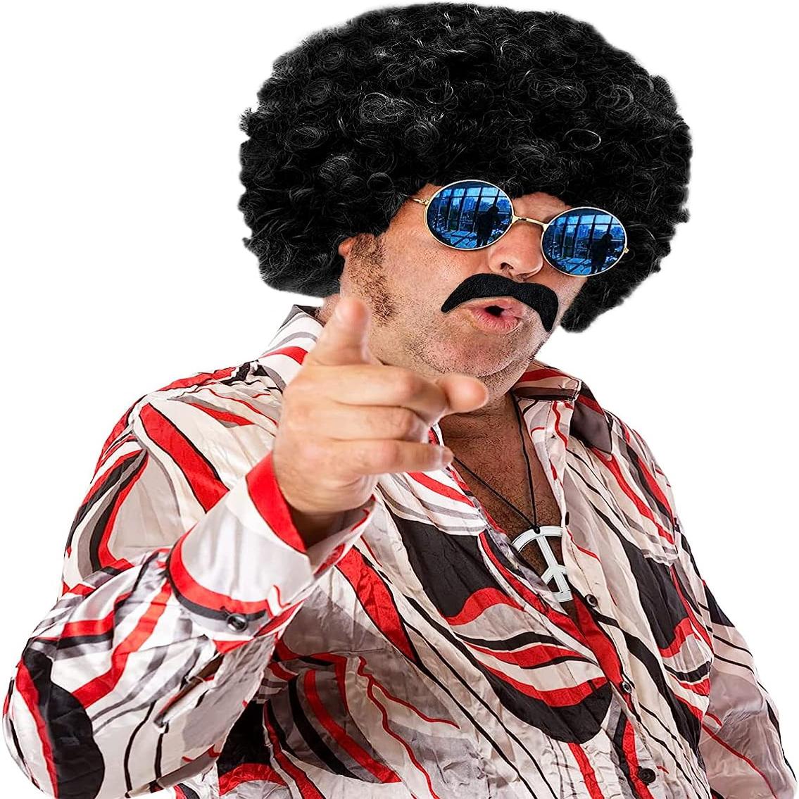 KANOSON Deguisement Disco Homme, 4 pièces Perruque Afro Moustache Collier  Disco Lunette Hippie, Accessoires Hippie Deguisement Hippie Homme Annee 80  : : Jeux et Jouets