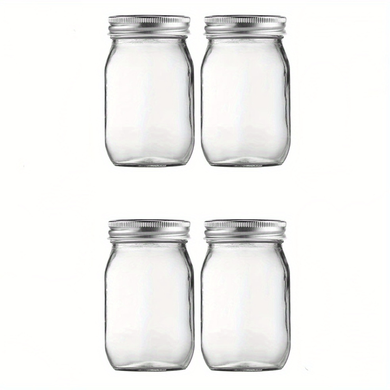 4pcs 16 oz Mason Jars with Regular Lids and Bands - Perfect for Meal Prep,  Jam, Honey, Wedding Favors, Shower Favors, DIY Magnetic Spice Jars, and Hom