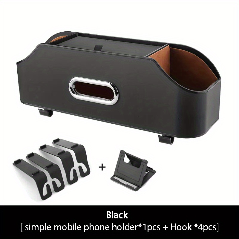 1pcs Black Simple Multifunctional Car Hook Water Cup Holder Storage Box  Seat Back Mobile Phone Beverage Cup Holder Storage Car Storage Box