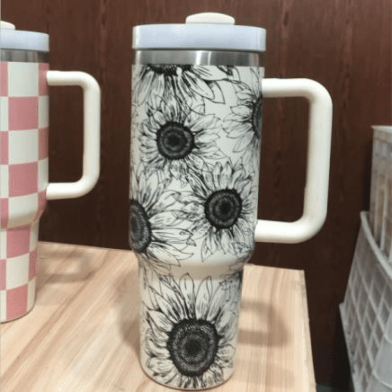 Sunflower Insulated Tumbler With Handle With Straw Lid Leak - Temu